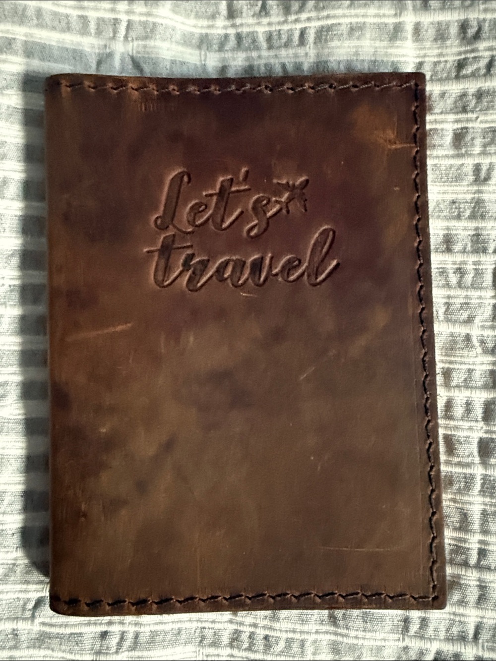 Portland Leather Brown Embossed Passport Holder